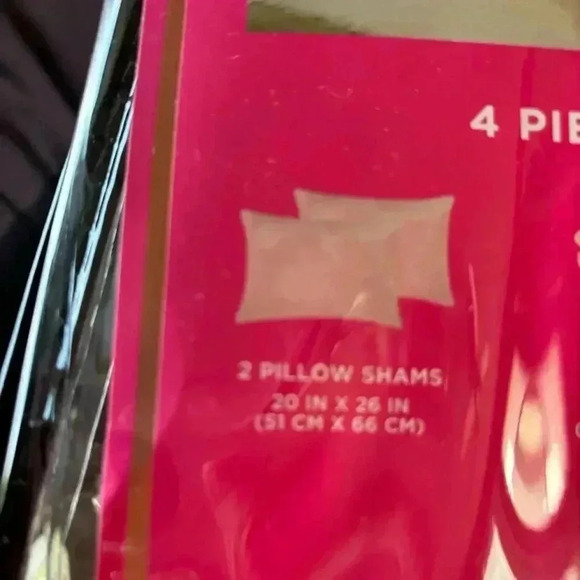 Juicy Couture Home Pink White Gold Accent Pillow and Two Standard Pillow Shams - Picture 6 of 11